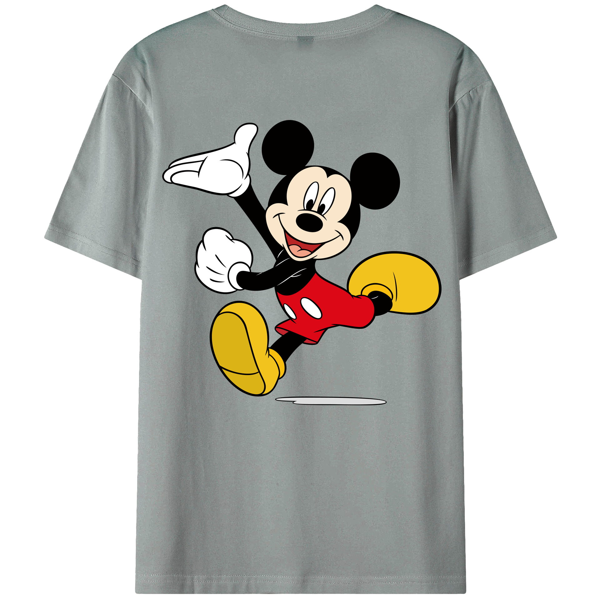 ミッキーマウス Mickey Mouse 綿100％ メンズ半袖Tシャツ（バックプリント） 通気性